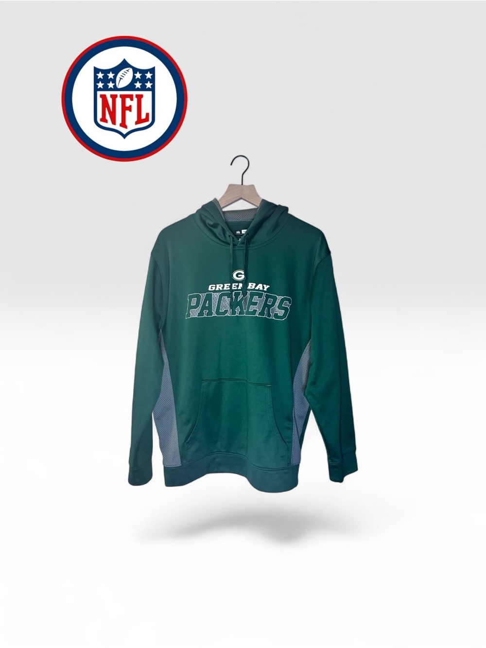 NFL Green Bay Packers Green Hoodie with Gray Panels